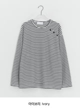 ビーダイアゴナルヘンリーネックボーダー長袖Tシャツ
