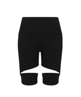 Two-Tone Layered Biker Shorts (MATT BLACK)