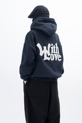 WITH LOVE Boucle Embroidery Hood zip-up
