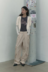 STRING SHIRRING POINT CARGO PANTS [IVORY]