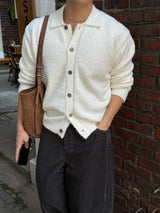 Angora semi-cropped collar cardigan