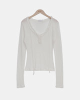 Chena Frill-Neck Long-Sleeve T-Shirt