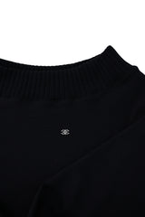 [ID] Logo Off-Shoulder Sweatshirt (Choker Set) (Black)