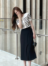 Hazel Stripe Puff Knit Cardigan