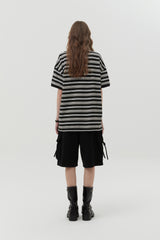 STRIPE PIQUE T-SHIRT [BLACK]