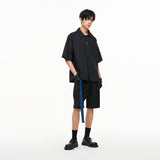 Dバックルデニムベルトプリーツショーツ