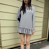 ストライプリンクルTシャツ ホワイト