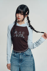 VH シンプルロゴラグランフーディスリーブ