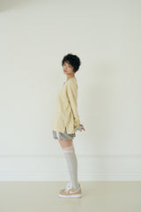 KIKI HENLEY NECK WAFFLE TOP (BUTTER)