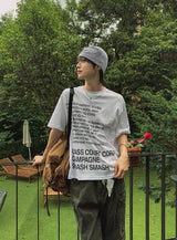 コリルレタリングプリンティング半袖Tシャツ