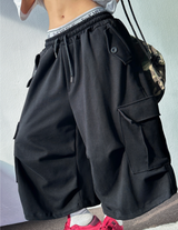 HIP LONG POCKET PARACHUTE CARGO BERMUDA 🤎🩶🖤🤍4COLOR