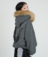 STRIPE WINGS FUR HOODIE ZIP-UP