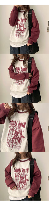 Heart lettering raglan sweatshirt