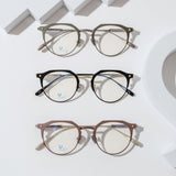 Knouun Round titanium glasses CODE. 104. B Brown N Gold