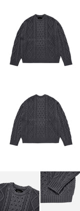 24FW ローゲージケーブルニット チャコール