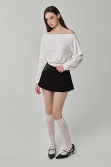 Misty button line knit, White