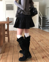 リブドラッフルラインハイニーソックス