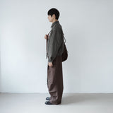 webbing belted cotton wide pants
