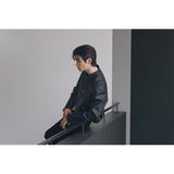 エッセンシャルクラックレザーバイカージャケット(Black)