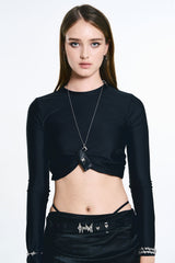 NO.624 [SILVER] SPIKY LIGHTER LEATHER CASE NECKLACE