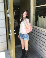 Two button vintage washing shorts