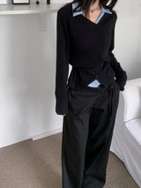 Troye Strap Point Semi-Formal Wide Long Pants (3 Colors)