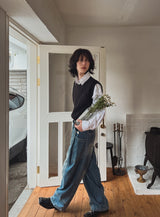 Side pin tuck balloon wide denim