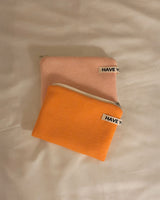 Vivid soft cotton flat pouch - orange , M size