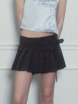 Rosy Pleated Wrap Skirt - Black