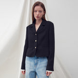 シングルブレスティドツイードジャケット BLACK