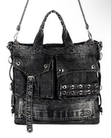 ウォッシュデニムショルダーバッグ (Black)