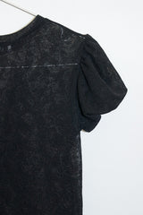 Floral Lace Puff Top (Black)