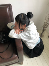 コッパーフラワーエンボスストリングフードジャケット