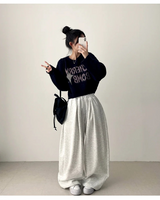 Wenli front, side pin tuck training string wide pants