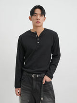 ヘンリーネック長袖Tシャツ 4色