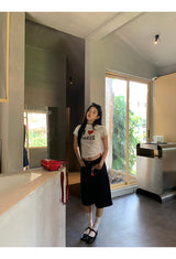 I LoveショートスリーブラウンドスパンデックスTシャツ
