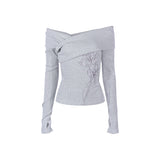 UNBALANCED OFF-SHOULDER TOP_Melange Gray