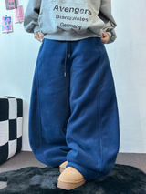 フリース🩷サイドピンタックロングワイドオーバーパンツ 💙🤎🩷🩶🖤5COLOR