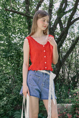 FRILL PUNCHING KNIT VEST (2 COLORS)