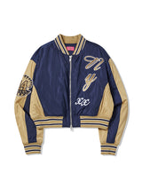 OVIS COLOR BLOCK BOMBER JACKET (NAVY)