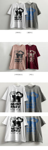 Cat dog oversized fit short-sleeved T-shirt
