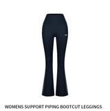 Womens Support Piping Bootcut Leggings Navy