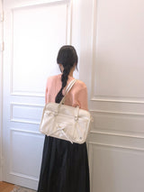Classic ribbon school bag_cream