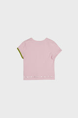 アシンメトリースリーブビーチTシャツ PINK/GREEN
