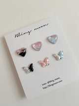 Glitter butterfly heart piercing / 3 colors / 2 option 