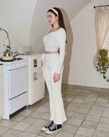 MODAL KNIT FLARE PANTS / CREAM