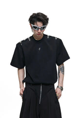 ディコンストラクティドバックルショルダーTシャツ