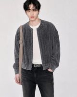 (UNISEX)ベロア クロップ カーディガン