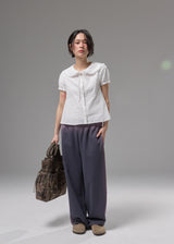 Vented Peter Pan Collar Blouse (White)