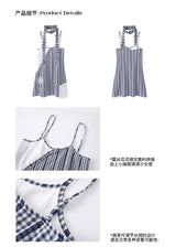UnsocialNight春夏新作オリジナルデザインチェック柄キャミソールパッチワークワンピースチョーカーセット